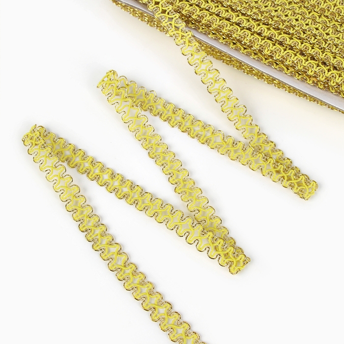 Тесьма жёлтая, с золотом по краю, 1,5 см, по 50 м Тесьма жёлтая, с золотом по краю, 1,5 см, по 50 м