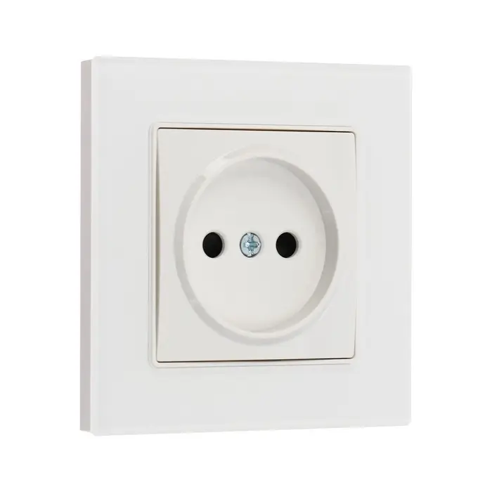Розетка TOT Glossy Glass, 10 А, стекло, скрытая, одноместная, без заземления, белая