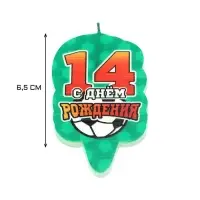 Свеча для торта «С Днем рождения»,14 лет, футбол, 6.5 см