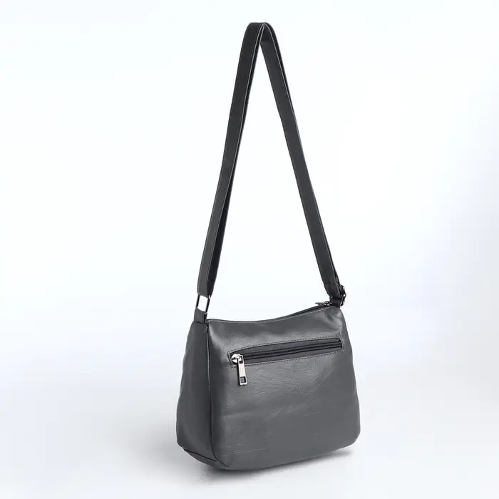 Сумка женская кросс-боди на молнии, 28&times;8.5&times;15 см, серая