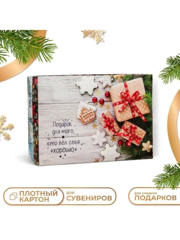 Коробка подарочная новогодняя складная, крышка - дно &laquo;Подарок для того, кто вел себя хорошо&raquo;, 24&times;17&times;8 см