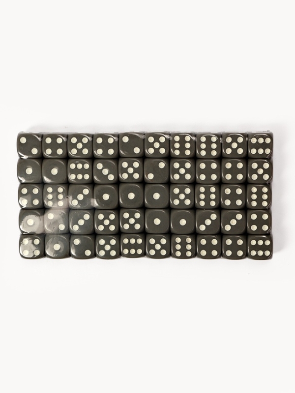 Кости игральные, 1.6 х 1.6 см, набор 50 шт, серые Кости игральные, 1.6 х 1.6 см, набор 50 шт, серые