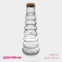 Бутылка для соусов и масла Доляна &laquo;Парфе. Гармонь&raquo;, 400 мл, 21.8&times;7.5 см, с пробковой крышкой, стекло, прозрачная
