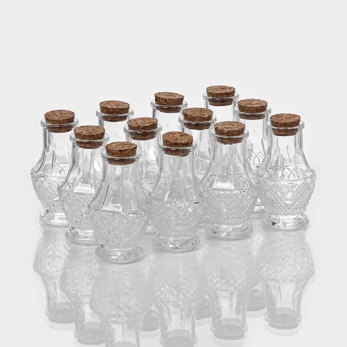 Набор баночек стеклянных для специй с пробковой крышкой Доляна «Пафе», 50 мл, 5×8,4 см, 12 шт Набор баночек стеклянных для специй с пробковой крышкой Доляна «Пафе», 50 мл, 5×8,4 см, 12 шт