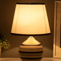 Лампа настольная E27 40Вт "Полоски. Ретро" беж с синим 20х20х32,5 см