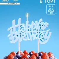 Свеча для торта &laquo;Happy Birthday&raquo; 8.5&times;5 см