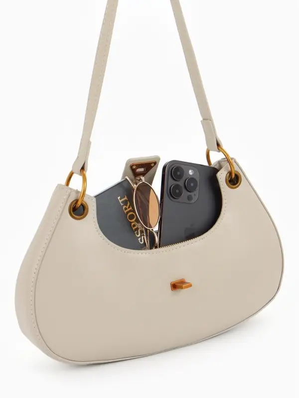 Сумка женская багет TEXTURA на молнии, 30&times;5&times;17 см, молочная