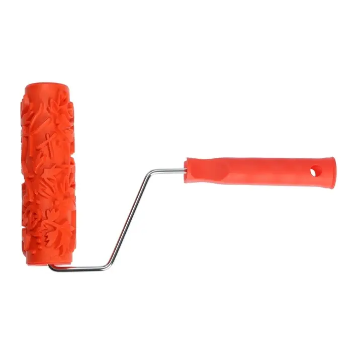 Валик декоративный ТУНДРА, резиновый, &laquo;розы&raquo;, рукоятка d=6 мм, 180 мм