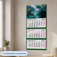 Календарь настенный 3-х блочный 2027 Attache Водопад 305х675мм