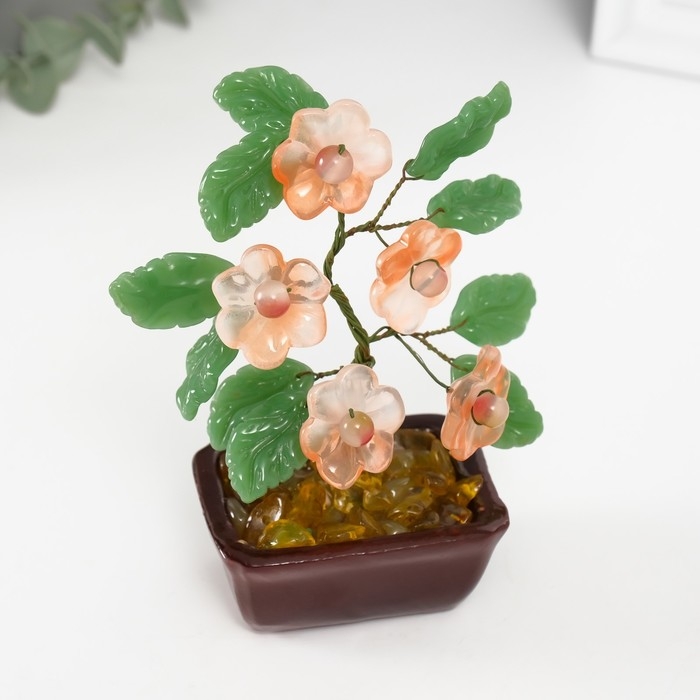 Сувенир бонсай  Сувенир бонсай "Цветочное дерево" розовый 5 цветков 7х5,2х13 см