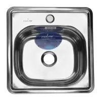 Мойка кухонная MIXLINE 531266, врезная, толщина 0.6 мм, 38&times;38&times;15 см, вып. 3 1/2", с сифоном