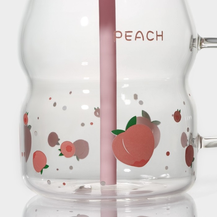 Кружка стеклянная с силиконовой крышкой и трубочкой «Фрутис», 400 мл, цвет МИКС Кружка стеклянная с силиконовой крышкой и трубочкой «Фрутис», 400 мл, цвет МИКС
