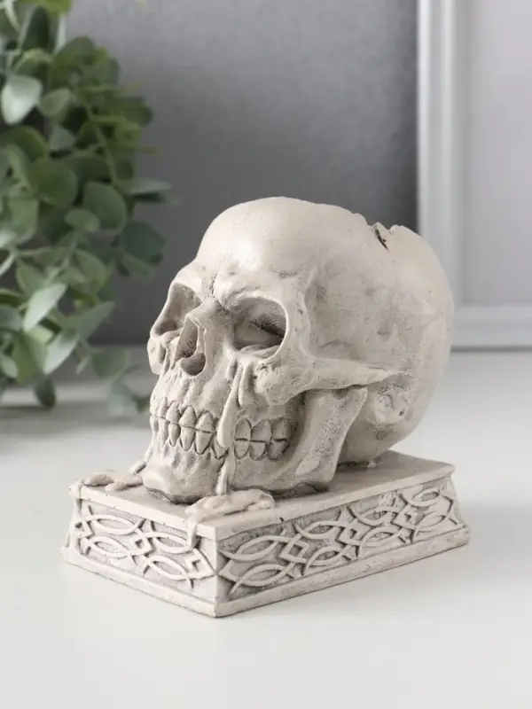 Подсвечник «Череп на пьедестале», 10×7×10.5 см, серый