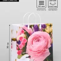 Пакет &laquo;Пионовидные розы&raquo;, мягкий пластик, 30&times;30 см, 120 мкм