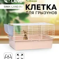 Клетка для грызунов &laquo;Пижон&raquo; №1 складная, 58&times;40&times;34 см, миска, 2 кормушки, бежевая