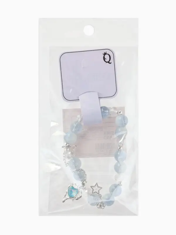 Браслет с подвесками &laquo;Сахарный. Сердце текучее&raquo;, d=6 см, шар № 10/8, голубой в серебре