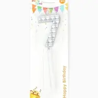 Свеча для торта &laquo;Элемент&raquo;, цифра "7" серебро