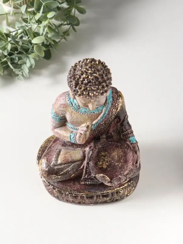 Сувенир полистоун подсвечник "Будда с лотосом" с золотой патиной 10х14,5х25 см