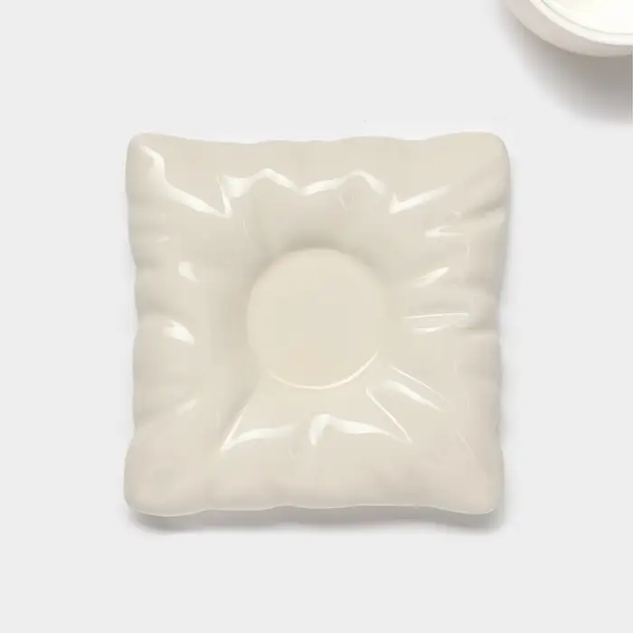 Чайная пара &laquo;Зефирка&raquo;, 3 предмета: чашка 250 мл, блюдце d=13.7 см, ложка, керамика, бежевая