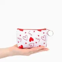 Кошелёк-монетница на молнии, 12&times;3.5&times;9 см, белый/красный