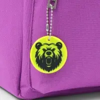 Светоотражающий элемент двусторон медведь рык 4,7*4,7см цепочка салатовый АУ