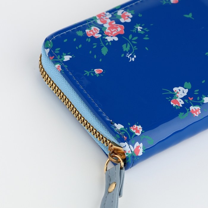 Кошелёк женский на молнии, лакированный, цвет синий Кошелёк женский на молнии, лакированный, цвет синий