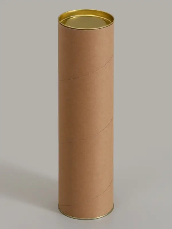Тубус 92&times;340 мм (320 мм внутр. высота), под бутылку/футболку, картон, металлическая крышка