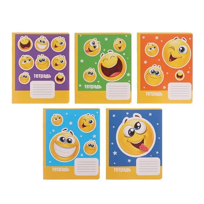 Тетрадь 12 листов в клетку Calligrata, &laquo;Смайлики&raquo;, обложка мелованный картон, МИКС