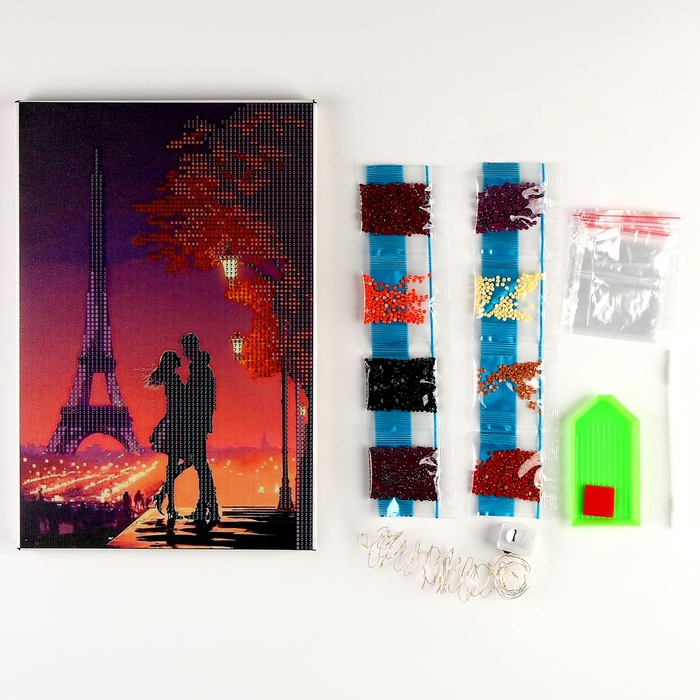 Алмазная мозаика на подрамнике с частичным заполнением «Романтика» с гирляндой, 20 х 30 см Алмазная мозаика на подрамнике с частичным заполнением «Романтика» с гирляндой, 20 х 30 см