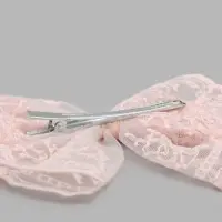 Бант на заколке кружевной, нежно-розовый, Кошечка