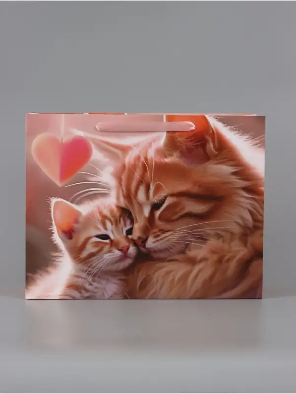 Пакет подарочный ламинированный горизонтальный &laquo;Котики&raquo;, 40&times;31&times;11.5 см