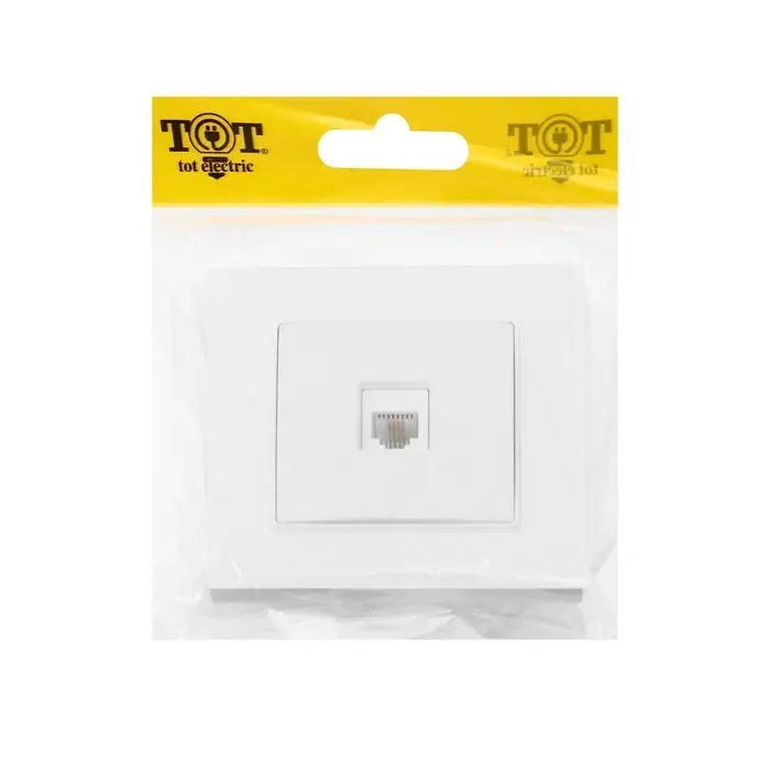 Розетка телефоннаяTOT Matte Glass, стекло, скрытая, одноместная, белая