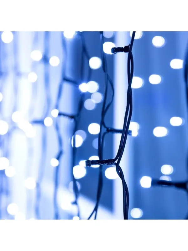 Гирлянда &laquo;Занавес&raquo; 2&times;3 м, IP44, УМС, тёмная нить, 760 LED, свечение белое, мерцание, 220 В
