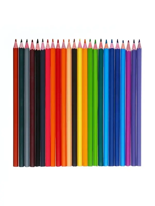 Карандаши Calligrata, цветные, 24 цвета, эконом, шестигранные, пластиковые, пенал-футляр и 3 чернографитных карандаша с ластиком в ПОДАРОК, МИКС