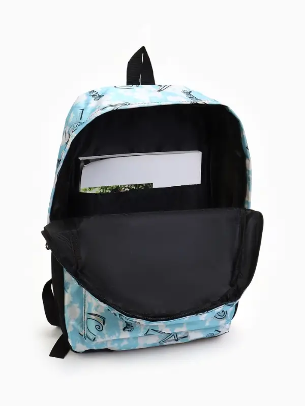 Рюкзак школьный на молнии, 3 наружных кармана, 30&times;13&times;42 см, голубой