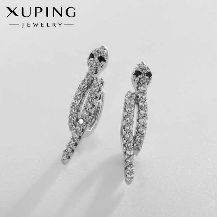 Серьги со стразами XUPING блеск, цвет белый в серебре Серьги со стразами XUPING блеск, цвет белый в серебре