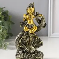 Сувенир полистоун "Богиня Кумари с ракушкой" золотая бронза 4,7х8,2х15,5 см