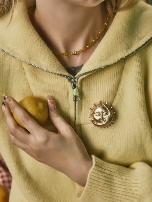 Брошь &laquo;День и Ночь&raquo;, цвет матовое золото