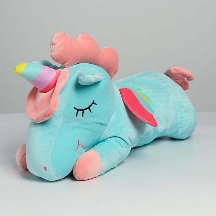 Мягкая игрушка «Единорог», с пледом, цвет голубой Мягкая игрушка «Единорог», с пледом, цвет голубой