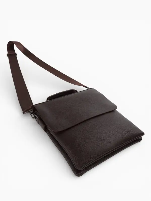 Сумка планшет мужская TEXTURA, 2 отдела на молнии, наружный карман, 23&times;4&times;26 см, коричневая