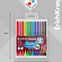 Фломастеры ErichKrause Safari Ultra Washable 12 цветов, в футляре с европодвесом