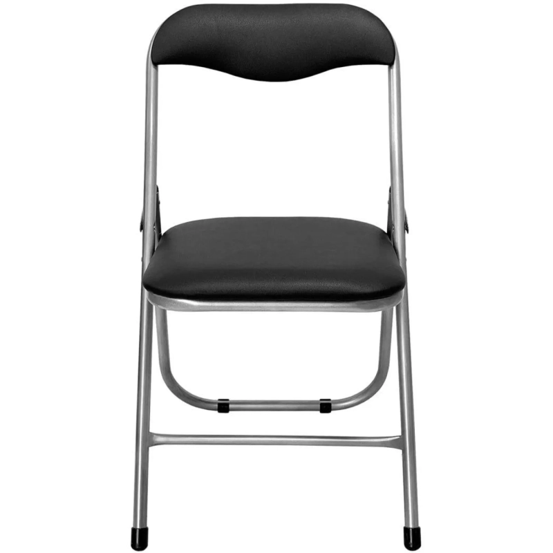 Стул складной  каркас серебр,обивка кожзам черный РС 04
