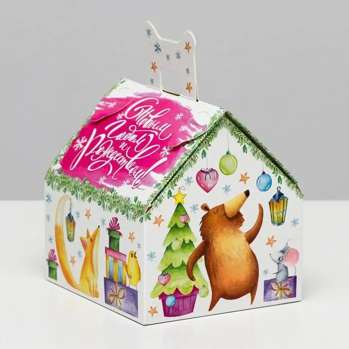 Подарочная коробка Подарочная коробка "Акварельная серия. Домик средний", 13.3×11.6×12.6 см