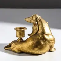 Подсвечник на 1 свечу &laquo;Шарж. Такса&raquo;, полистоун, золото, 19&times;11&times;13 см