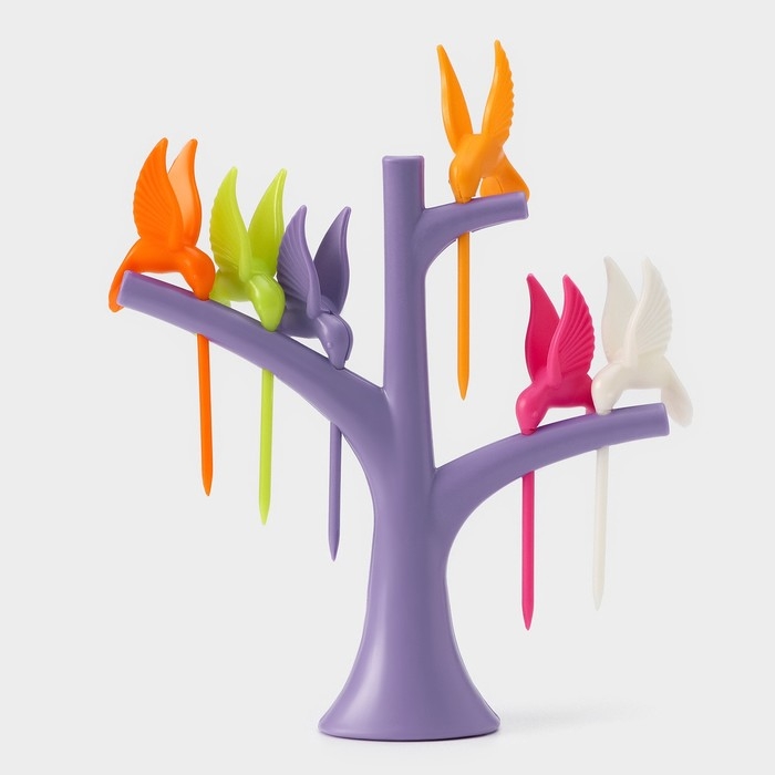 Набор для канапе «Птицы», на подставке, 6 шпажек, цвет МИКС Набор для канапе «Птицы», на подставке, 6 шпажек, цвет МИКС