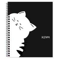 Тетрадь 96л кл на гребне Кот, обл мел карт, ТВИН+выб УФ-лак, блок офсет, МИКС