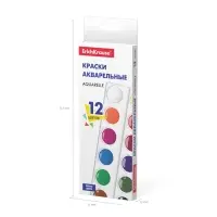 Акварель ErichKrause, 12 цветов, без кисти, мягкий пластик, картонная коробка, европодвес (эконом упаковка)