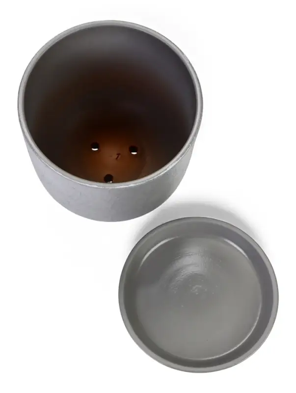 Горшок цветочный с поддоном 3 л, d18/h15,5 см серый керамика, Горшок цветочный с поддоном 3 л, d18/h15,5 см серый керамика, "Перл" (М)