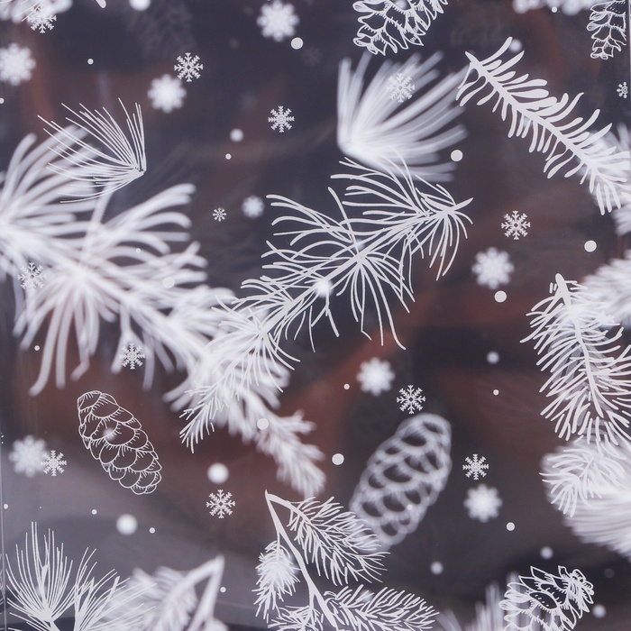 Новый год. Коробка подарочная новогодняя складная ПВХ Новый год. Коробка подарочная новогодняя складная ПВХ "Новогодние веточки" 12 х 12 х 15 см.