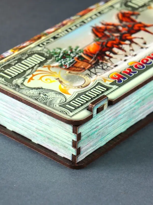 Купюрница новогодняя 1000000 $ "Я к деньгам" 18х9,5х3,5 см